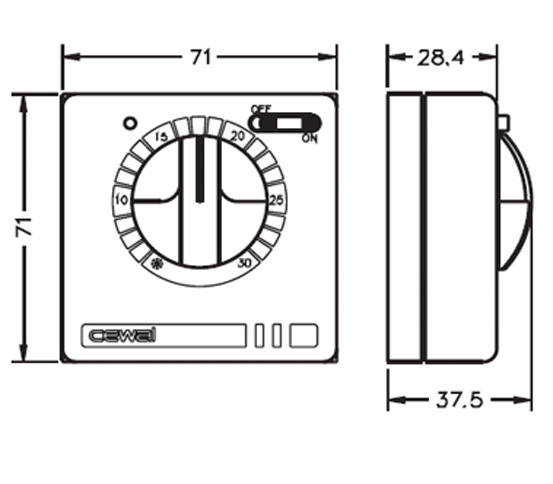 Терморегулятор комнатный CEWAL RQ 10 накладной 3,5КВт